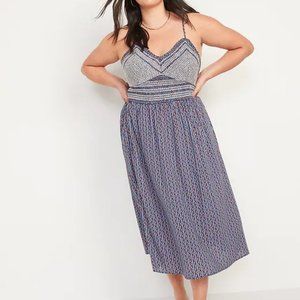 Fit & Flare Embroidered Bodice Midi Dress